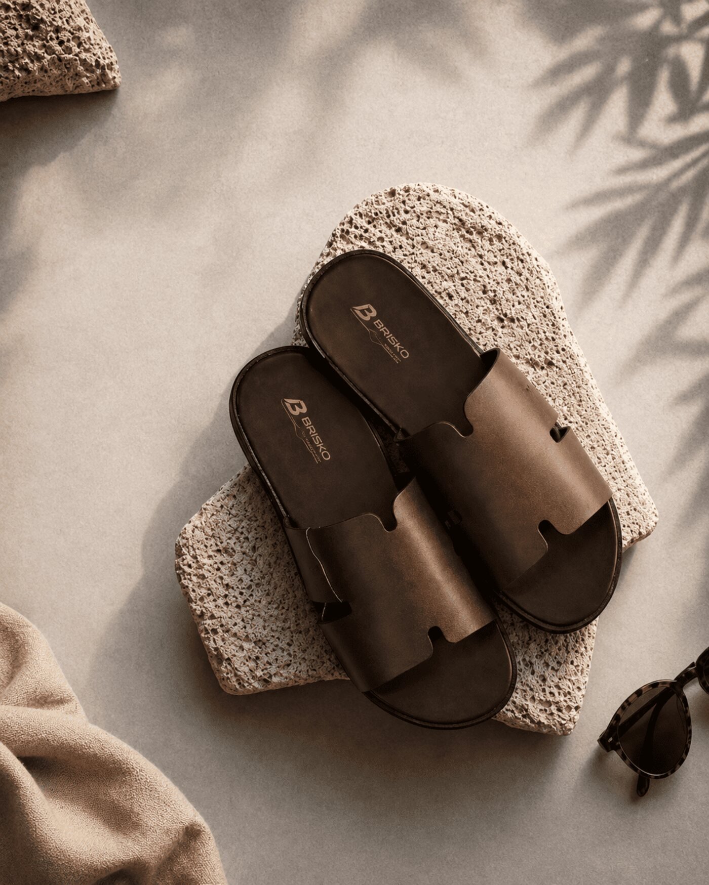 Brisko men's leather slide sandals